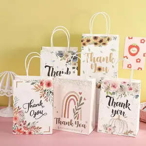 10Pcs/Lot Flower Kraft Paper Bag Festival Party Cookie Candy Packaging Box Gift Bag  Paper Bag Handbag