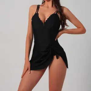 2026 New Tummy Control One-Piece Swimdress | Tie Knot Skirt Stylish Bathing Suit for Women & Girls