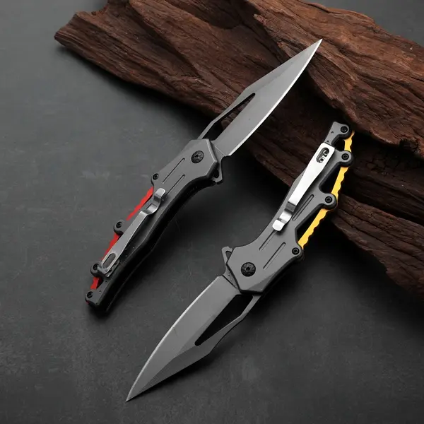Pocket Carry Tactical Knife-3" Serrated Spring-Assisted Folding EDC Tool with Wire Cutter Glass Breaker small tool for Camping Hiking RV-Gifts for Men Women