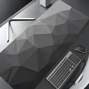 Grey Geometric Minimalist Large Gaming Mouse Pad,Aesthetic Desktop Drotection Pad,Washable Rubber Pad Non-Slip Lock Edge Multi-Size Mouse Pad Suitable For Home Office,Office Desk Accessories,Good Gift for Family and friends,Mousepad