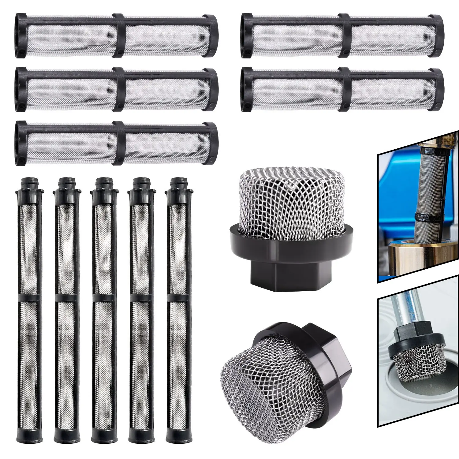 246385 246384 287032 Filter Set for Graco 390 395 490 495 595 3400 Sprayer – Stainless Steel Paint Sprayer Replacement Filters for Pump, Gun & Suction Tube Sprayer Attachment Spray Guns