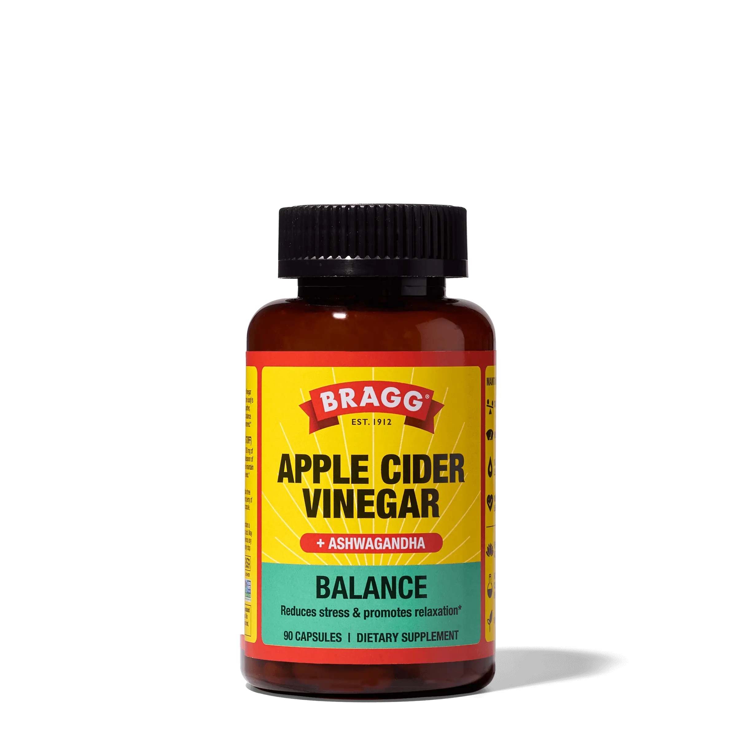 Bragg Balance Apple Cider Vinegar & Sensoril Ashwagandha Capsules 750mg Acetic Acid 90 Pills Bragg Balance Apple Cider Vinegar & Sensoril Ashwagandha Capsules 750mg Acetic Acid 90 Pills