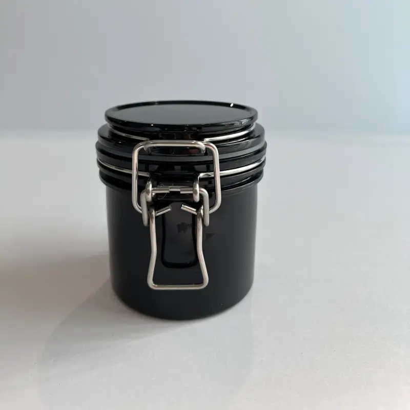 Airtight Eyelash Extension Glue Organizer - Black Jar with Metal Clips for Cosmetic Use - Makeup