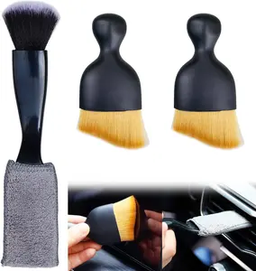 3 Pack Interior Detail Dust Brush Microfiber Duster Brush Soft Nylon & Coral Fleece Cleaning Tools for Air Vents Computer Keyboard