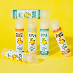 Rubber Ducky Organic Vanilla Lip Balm 3-Pack All Natural Certified Ingredients Long Lasting Moisture Nourishing Lips Coconut Oil Beeswax Calendula Rosemary Gentle Lightweight Hydrating Scent Smooth