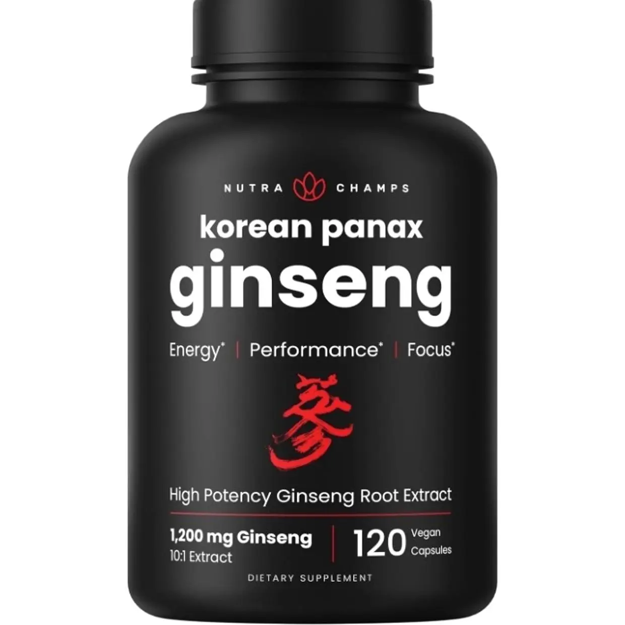 Korean Red Panax Ginseng Capsules | Extra Strength Ginsenosides for Energy, Focus, Performance, Vitality & Immune Support | Korean Ginseng Root Extract (120, Red)
