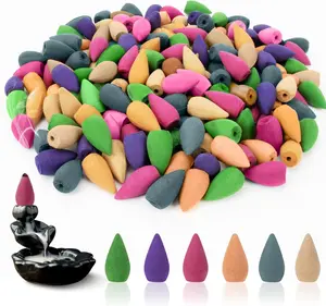 Backflow Incense Cones for Waterfall - Waterfall Scented Incense Cone 108 PCS Backflow Smoke Burning Cone Incense Bulk 6 Different Incense Waterfall Cones for Backflow Waterfall Incense Burner
