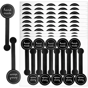 Handmade  Baking Label Stickers,300pcs Handmade  Long Baking Seal Stickers Labels, Retail Package Black Bakery Stickers Sealing Labels Tamper-Proof Stickers for Lollipop Candy Bread