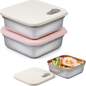 2 Pack Sandwich Containers, 20oz Stainless Steel Sandwich Box with ,  Metal Meal Prep Lunch Boxes, , Dishwasher Safe,  Storage Containers for Snacks & Fruits (White, )