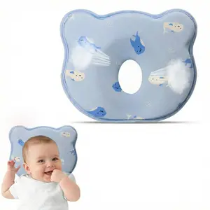 Memory Foam Infant Pillow with Cute Pattern Breathable Fabric Set for Little Boys and Girls to Avoid Flat Head Syndrome Soft Neck Support Travel-Friendly