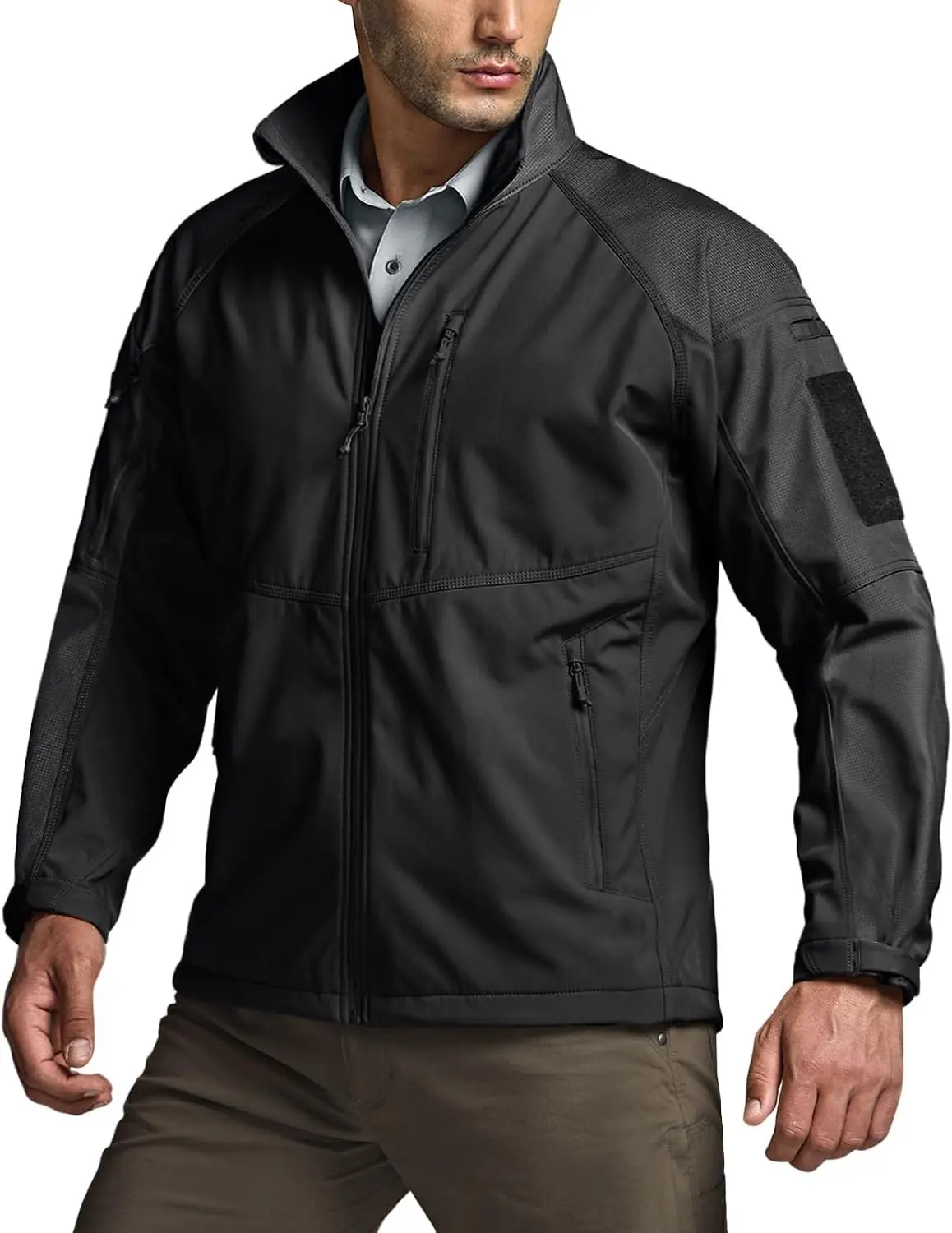 Men's Tactical Softshell Jacket, Winter Warm Fleece Lined Coat, Water Resistant Outdoor Hunting Hiking Rain Windbreaker