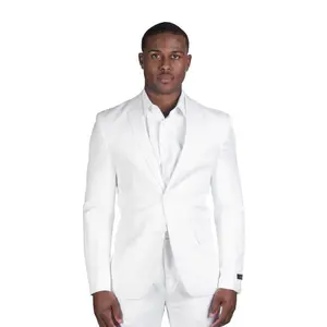 Slim Fit 2 Button Mens White Linen Jacket Blazer 2 Button Notch Lapel By AZARMAN