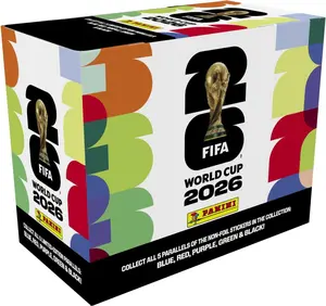 2026 Panini FIFA World Cup Sticker Box – 25 Sticker Packs – Includes Amazon Parallel Inserts – Official Tournament Collection