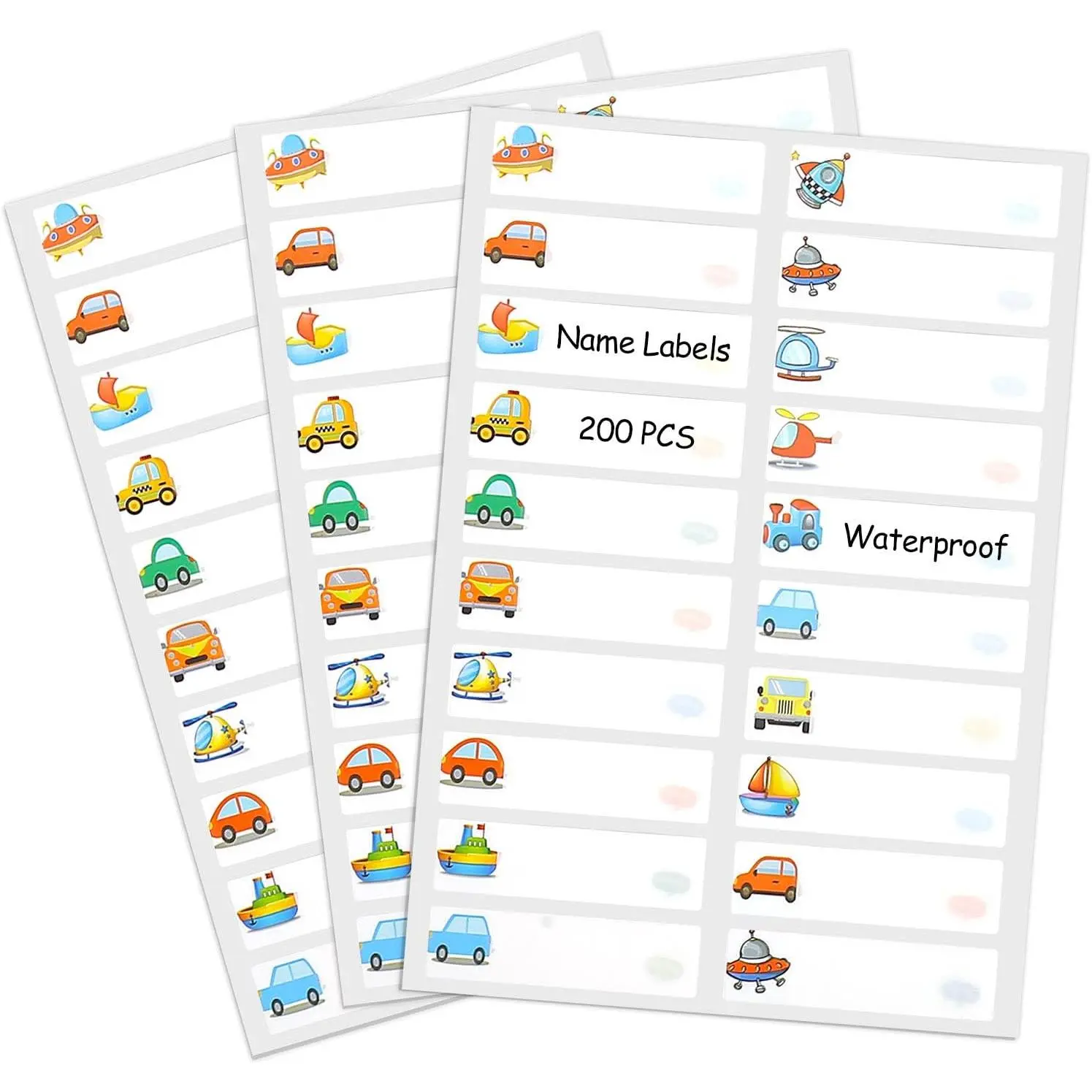 200 PCS Self-Adhesive Name Labels - Self-Laminating, Waterproof, Write-On, Multi-Colors, Dishwasher Safe, Abrasion Resistant, 0.88in W x 2in L, Cute Designs - for Glass/Plastic Water Bottles, Kitchen Organization (Office Stationery Labels), Cute Pictures