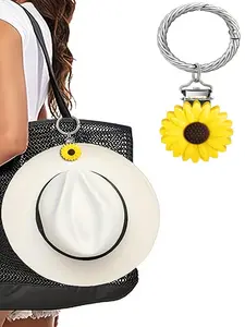 1pc Multicolor Sunflower Bag Clip, Women'S Bag Clip, Sunflower Bag Charm Keychain, with Secure Clip, for Handbags, Hats, Backpacks, Everyday & Formal Events, Playful Design, Fashion Accessory, Purse Accessories, Travel Versatile Accessory