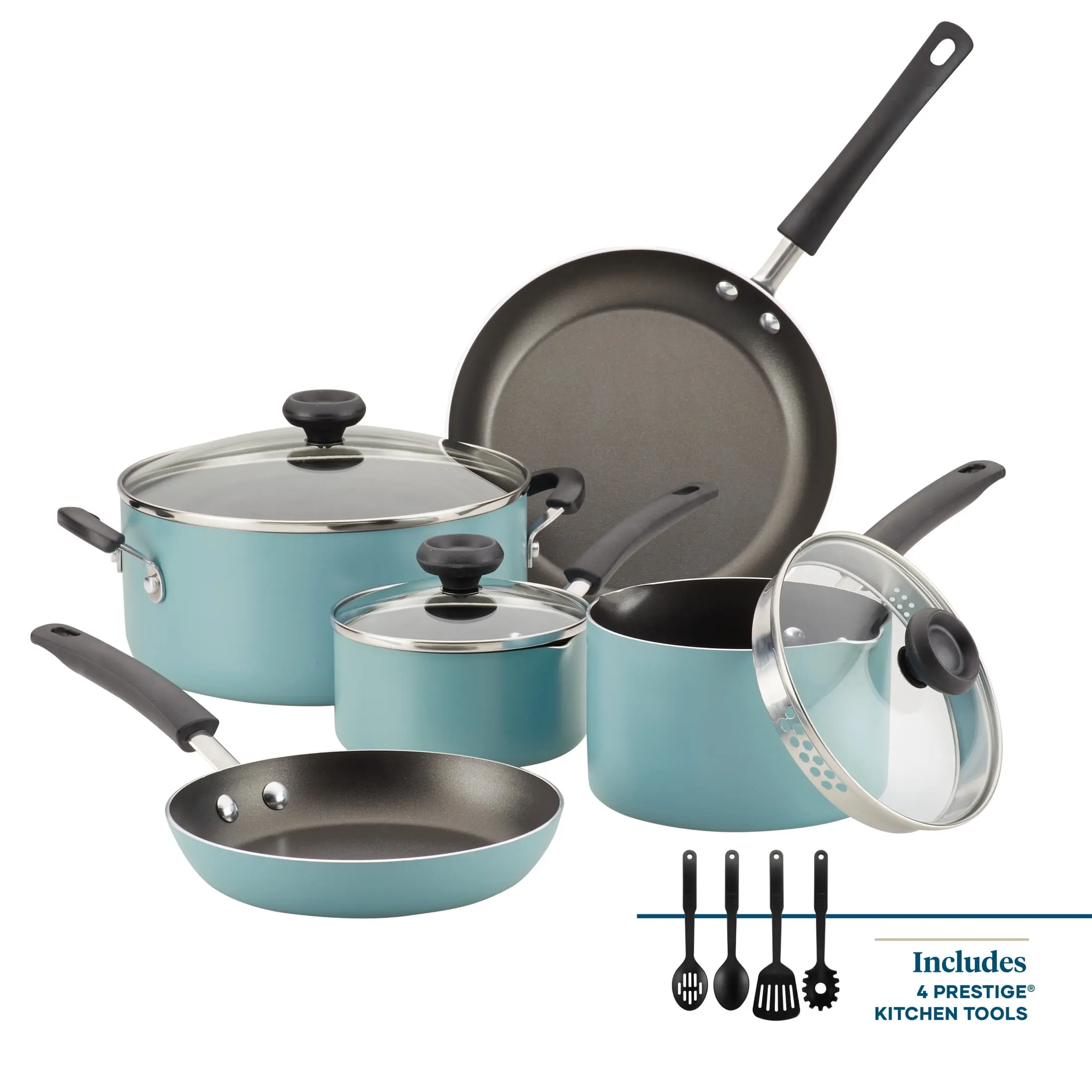 Farberware Easy Clean 12 Pcs Nonstick Cookware Set with Cooking Tools, Dishwasher Safe
