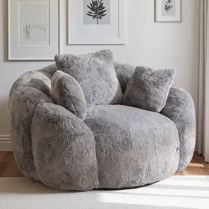 MAXYOYO Bean Bag Chair with 3 Pillows, Oversized Floral Shaped Bean Bag Sofa for Adults, Ultra Soft Faux Fur Floor Sofa, Large Stuffed Reading Chair for Living Room Bedroom