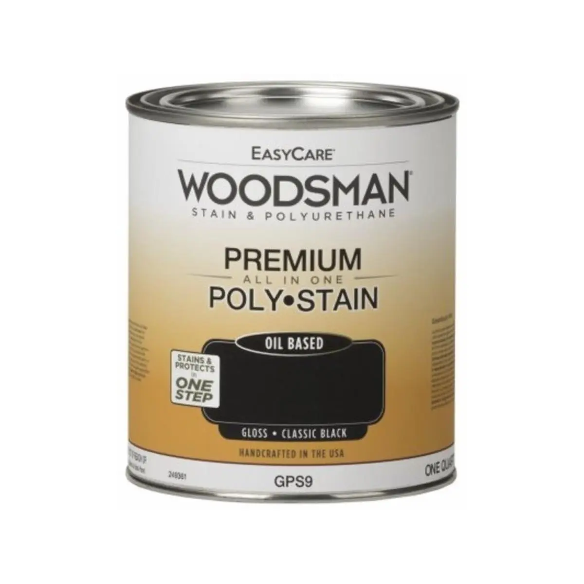 212 MAIN True Value Manufacturing 1 qt. Woodsman Oil-Based 1-Step Stain-Poly, Gloss Finish That Protects Wood, Classic Black