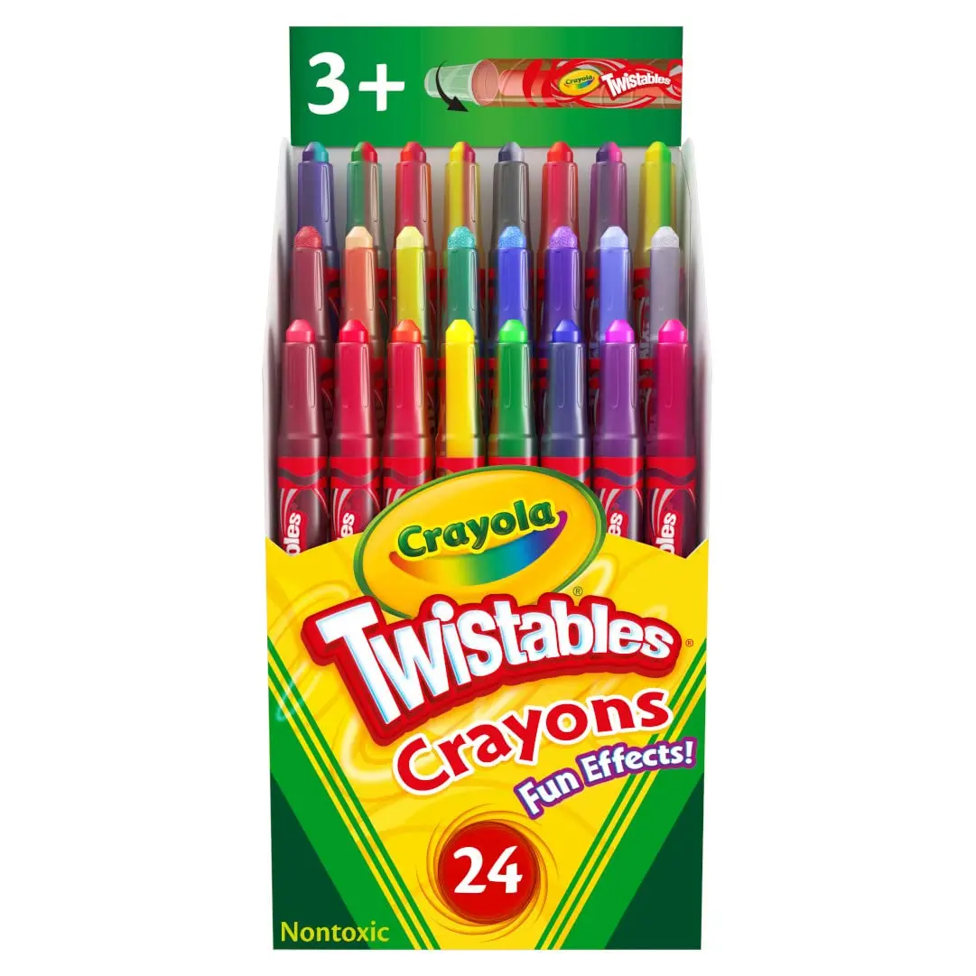Crayola Twistables Crayons for Kids (24ct) No Sharpen Toddler Coloring Supplies, Less Mess, Stocking Stuffer & Holiday Gifts for Boys & Girls, Ages 3, 4, 5