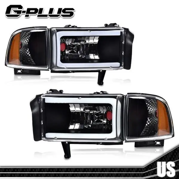 G-PLUS Headlights for 94-02 Dodge Ram 1500 2500 3500 Clear Corner Headlights Chrome Housing G-PLUS Headlights for 94-02 Dodge Ram 1500 2500 3500 Clear Corner Headlights Chrome Housing