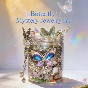 Jollyhit Butterfly Aesthetic Mystery Jewelry Jar, Witchy Fairycore Style Costume Jewelry,Bestie Gift, Friendship Gift, Self Love Treat summerwins