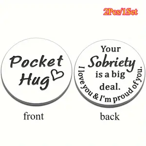 2Pcs, Sobriety Pocket Hug Coins, Birthday Gift Christmas Anniversary Birthday Gift For Women And Men