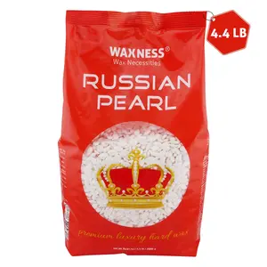 Waxness Polymer Blend Premium Luxury Hard Wax Russian Pearl 4.4 Lb / 2 Kg For Hair Removal,  Creamy and Gentle