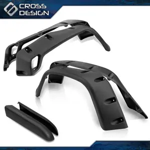 CROSSDESIGN 6PC Fender Flares Wide Pocket Extended Fit For 97-06 Jeep Wrangler TJ 7" Black