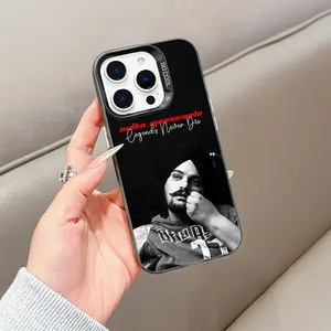 Anti-Drop Soft Shell Phone Case with Sidhu Moose Wala Pattern, Geometric Design Aesthetic for iPhone 11-16 Pro Max, Creative Gift Option