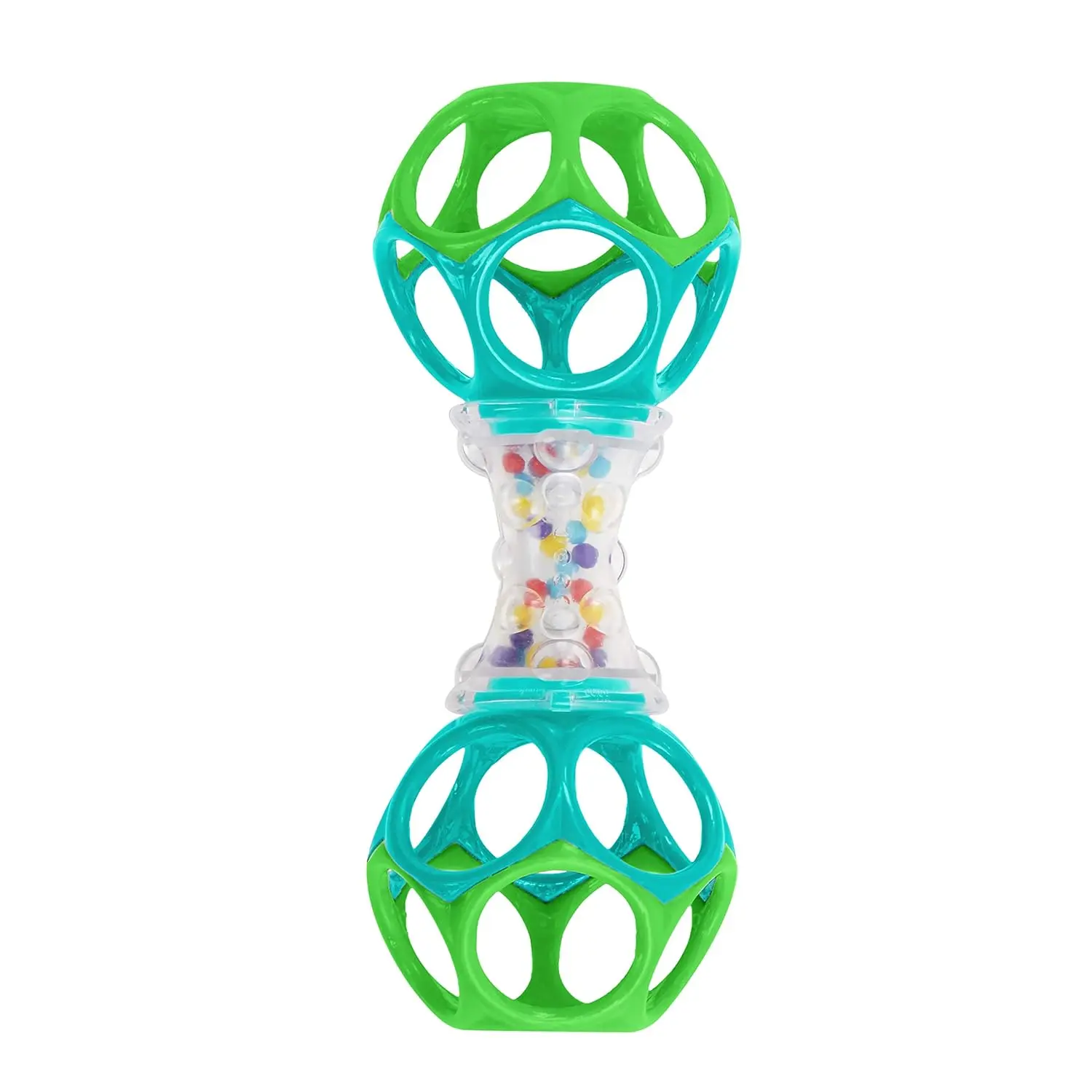 Sensory Shaker Rattle Toy for Newborns and Infants, BPA-Free Plastic Baby Teether, Easy-Grip Dumbbell with Colorful Beads