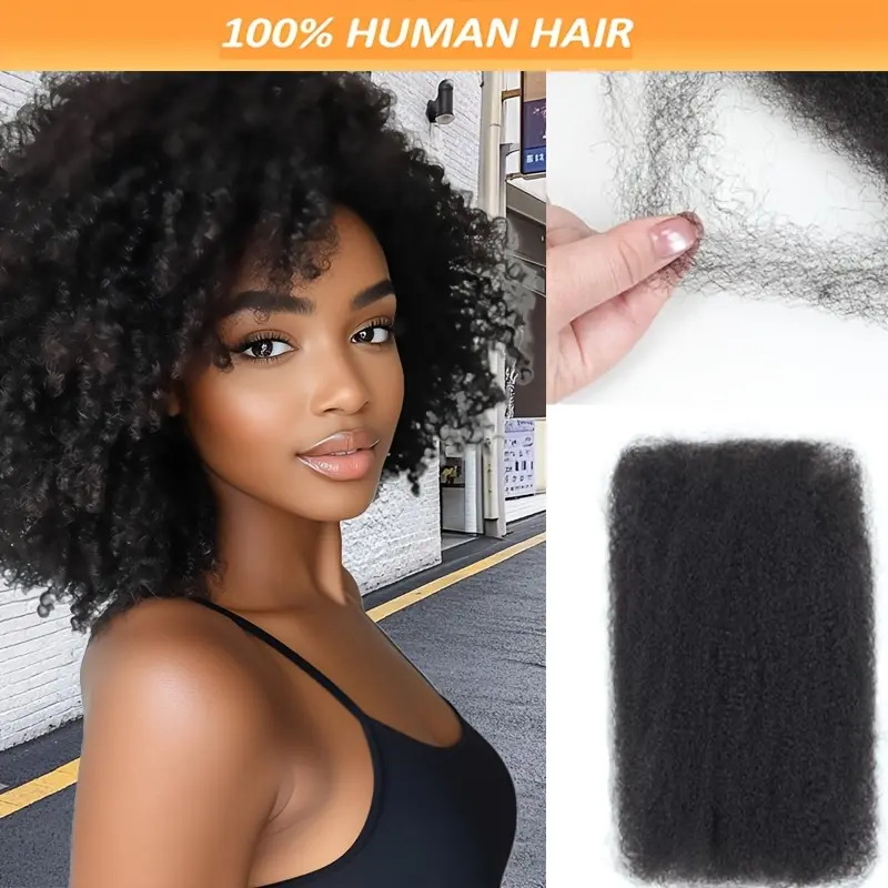 Hot Wholesale 1 Pack Afro Kinkys Bulk Human Hair for Dreadlocks Extensions - 10 Inch Twist Braiding Black Hair, Natural Color, Daily Wear & Versatile Style for Men & Women, Easy to Style, Hair Extensions, Versatile Hairpiece, Easytostyle Hair
