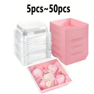5-30 Pack Bakery Boxes, Premium Cake Box with Transparent Lids, Oilproof Kraft Paper, Ideal for Cookies Macarons Cakes Sandwiches, Wedding Party Special Occasions