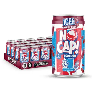 NO CAP! Next Gen Soda Pop Cherry Cola with Electrolytes for Hydration, Zero Sugar, Zero Calories, Caffeine-Free Soda, Vegan & Gluten-Free, 7.5 oz Cans (24-Pack)