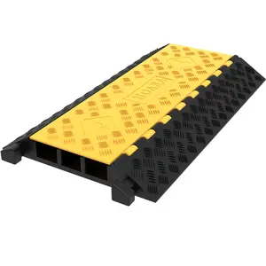 VEVOR Rubber Cable Guard, TikTokShopBlackFriday, 3-Channel, 2 x 2.3 in - Durable Cord Protection Ramp for Driveways, 44,000 lbs Capacity