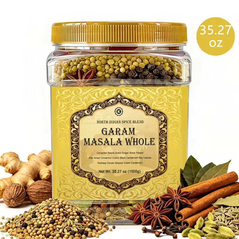 Authentic Whole Garam Masala Seasonings Blend - 35.27 oz Bulk Pantry Size, 12 Premium Spices, All Purpose Sugar Free No Additives Mix for Indian Meat Curries, Warm Savory Flavor