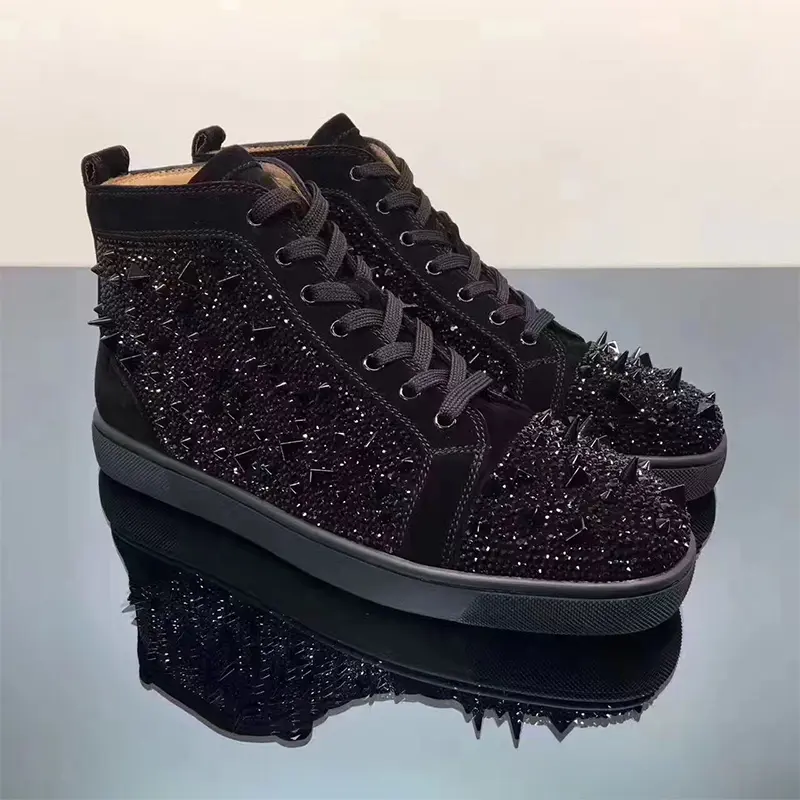 Men's Fashion Studded sneakers Trend Fashion Casual Shoes Shiny concert high top lace-up shoes Footwear Trainer shoes buy 2025