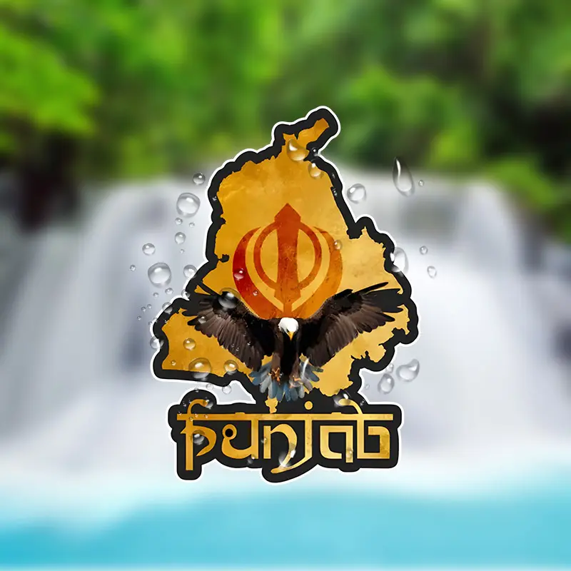 Punjab Map and Eagle Painted Stickers, Car Decals, Frosted Surface, Self-adhesive, Irregular Shape, Suitable for Laptops, Cars, Suitcases, Bumpers, Refrigerators, Windows, Toolboxes, Motorcycles, Vehicle Decoration - Single Use