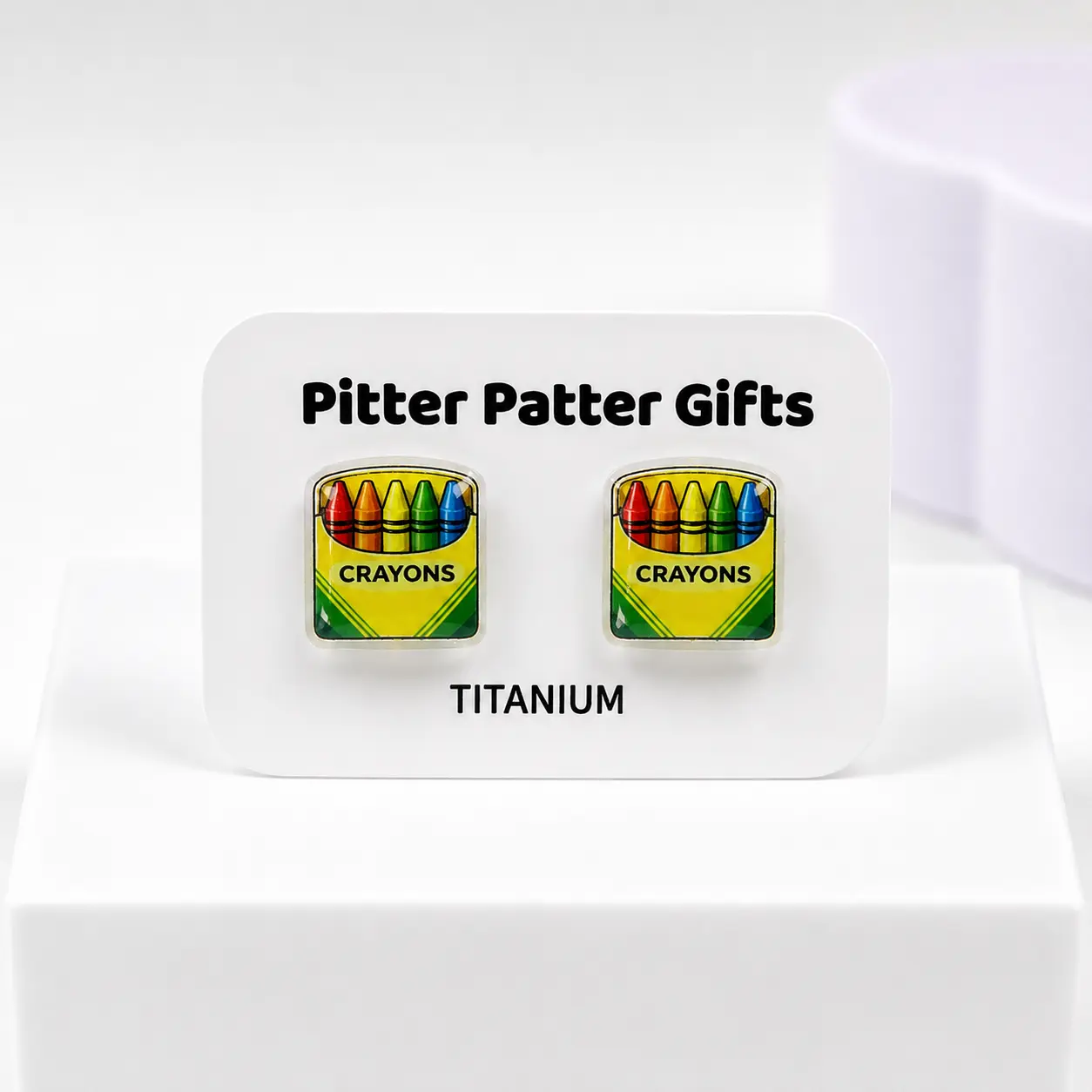 Crayon Box Earrings, Colorful Acrylic Studs, Back to School Gift