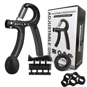 Adjustable Hand Grip Strengthener Set, Strength Workout Equipment – Hand Gripper, Finger and Forearm Exerciser for Muscle Training, Wrist Strength, Stress Relief Grip Ball, Christmas Fitness Gift for Men & Women