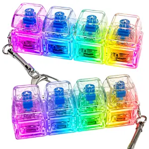 Keyboard Fidget Toy, Light Emitting Keychain, 4-In-1 Decompression Button, Stress Relief Gift, & Transparent Options
