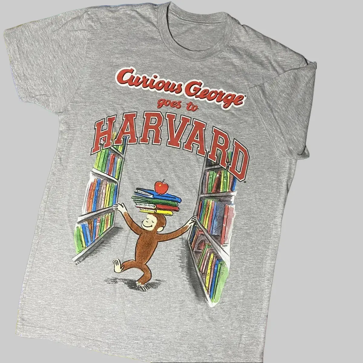 Harvard Campus Monkey Tee – Funny Cartoon Animal Graphic Shirt, College Inspired Vintage Y2K Streetwear T-Shirt