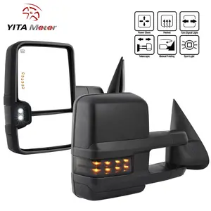 YITAMOTOR Towing Mirrors Compatible with Chevy Silverado Tahoe Suburban Avalanche GMC Sierra Yukon Cadillac Escalade 2003-2006 Power Heated LED Signal Lamp Clearance Light Black Pair Mirrors