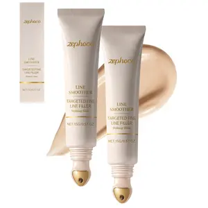 Line Smoother Targeted Fine Line Blurring Facial Primer Base Cosmetic Makeup 2 Counts Set | Wrinkles & Pores, Subtly Tinted, with Vitamin C & Niacinamide for Mature Skin