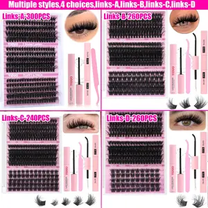 Volume Eyelashes Extension Set, 60D|70D|80D|90D & Thick Volume Lashes Clusters, Individual Lash Extensions Kit, 10-18mm D Curl Lash Extensions Kit with Lash Bond and Seal, Lash Remover, Lash Tweezers, DIY Lash Clusters at Home, Eyelash Bond Glue
