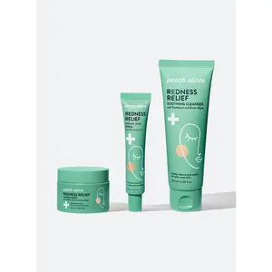 Peach Slices Redness Relief Trio - Moisture Cleanser & Serum for Gentle Cleansing & Calming, Clear Formula for Skin Relief