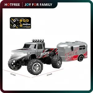 Hotfree 1/64 Mini RC Monster Truck with RV 2.4GHz Remote Control USB-C Rechargeable All-Terrain Racing Car for Kids Boys & Dads Indoor Outdoor Fun Perfect Christmas Birthday Gift for Boys Kids