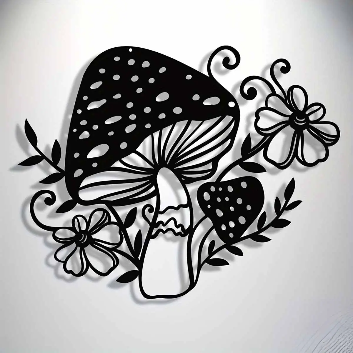 Mushroom & Flower Design Wall Art, Creative Hollow Out Design Wall Decor, Removable and Reusable Wall Decor for Home, Office, Living Room, Bedroom, Stickers, Wall Decal, Floral Pattern Sticker, Decorative Wall Sticker
