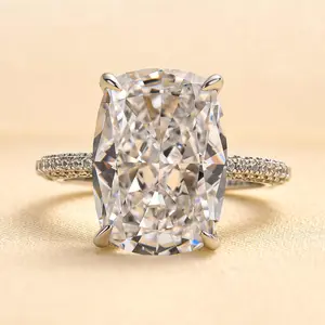 RODIFFY Luxurious 9.0ct Cushion Cut Engagement Ring for Women,5A Cubic Zirconia 925 Sterling Silver Half Eternity Band Promise Ring