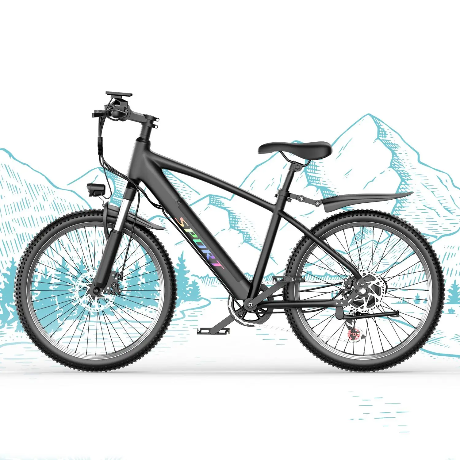 PikaBike F28 Pro 1500w Off-Road Electric Bike 30-70 Mile Range,48V 10Ah Removable Battery, 26" All-Terrain Tires, Front Fork Shock Absorption, Smart Color Screen, Dual Disc Brakes Adult Mountain Bike