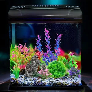 Summer Gift  Aquarium Artificial Plastic Plants Decorations and Rock Cave Decor Set Goldfish Betta Fish Tank Accessories Small Large Fish Bowl Ornaments